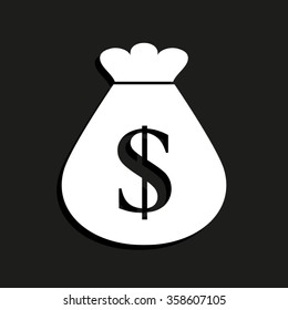 Money bag -   vector icon with shadow