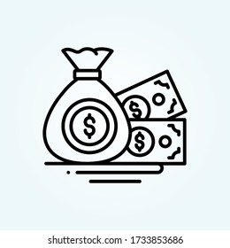 money bag vector icon style illustration. EPS 10