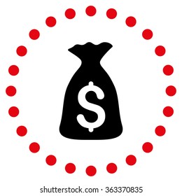 Money Bag vector icon. Style is bicolor flat circled symbol, intensive red and black colors, rounded angles, white background.