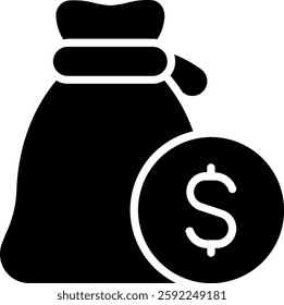 Money Bag Vector Icon for Wealth and Savings. Financial investment symbol, banking deposit illustration, economic success concept