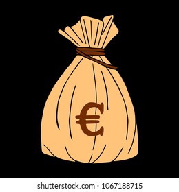 Money bag vector illustration. Business and finance. High quality black outline logo for web site design and mobile apps.