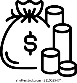 Money bag vector illustration. Dollar coin, Money bag icon. Part of the financial icon set