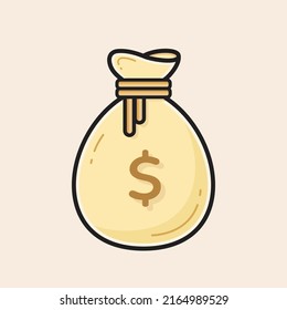 Money Bag vector illustration with dollar symbol. Design ready to use in multiple projects like websites, apps, shops, videos, finances, monetary concepts, marketing and financial among others.