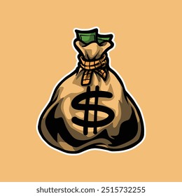 Ilustração de vetor de saco de dinheiro. Dinheiro dólar