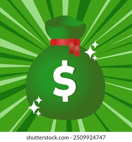 ilustração vetor saco de dinheiro em um fundo festivo. Adequado para conteúdo de negócios financeiros