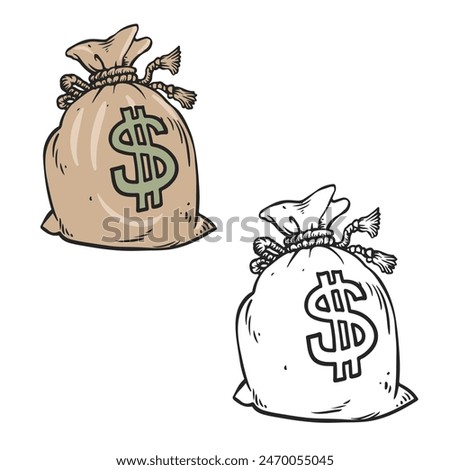 money bag vector illustrations. simple design outline style.