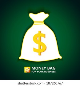 money bag vector illutsration on rich green background