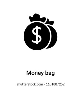 Money bag icon  vector isolated on white background, logo concept of Money bag  sign on transparent background, filled black symbol