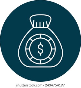 Diseño del icono del círculo de la línea del vector del bolso del dinero
