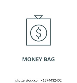 Money bag vector line icon, linear concept, outline sign, symbol