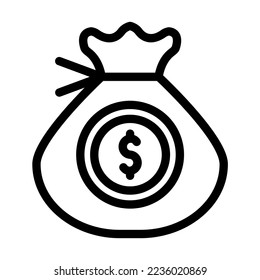 Diseño de iconos de la línea del vector de bolsa de dinero