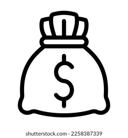 Diseño de iconos de la línea del vector de bolsa de dinero