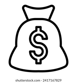 Money Bag Vector Line Icon Design