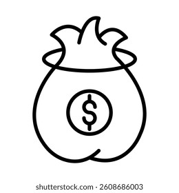 Money Bag Vector Line Icon Design