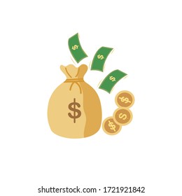 Money bag vector on white background. Illustration vector design.