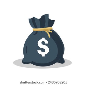 Money Bag. Vector Sack with Dollar Sign. Finance element isolated on white.