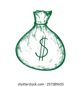 Money bag. Vector sketch.