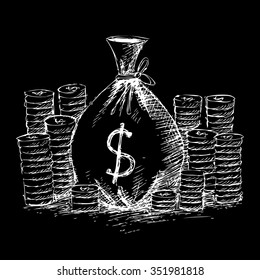 money bag, vector sketch
