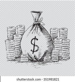 money bag, vector sketch