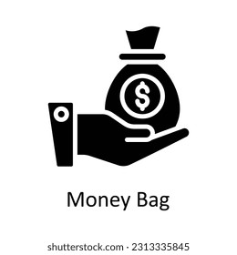 Money Bag Vector    Solid  Icon Design illustration. Digital Marketing  Symbol on White background EPS 10 File