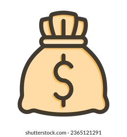Money Bag Vector Thick Line Filled Colors Icon For Personal And Commercial Use.
