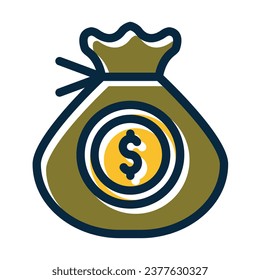 Money Bag Vector Thick Line Filled Dark Colors Icons For Personal And Commercial Use.
