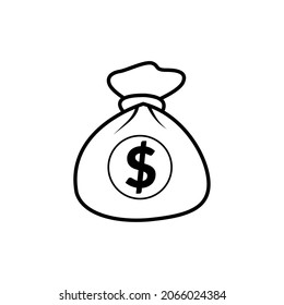 Money bag vectorized icon, vector illustration. Black silhouette.