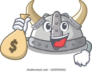 With money bag viking helmet isolated with the character