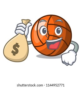 With money bag volleyball character cartoon style
