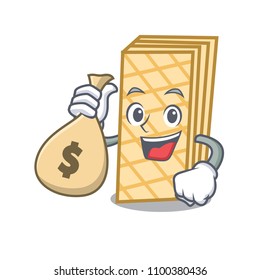 With money bag waffle character cartoon style