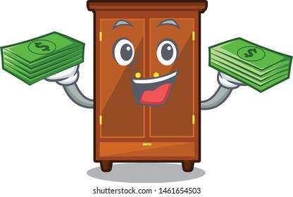 With money bag wardrobe isolated in the a cartoon