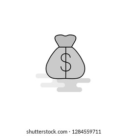 Money bag  Web Icon. Flat Line Filled Gray Icon Vector