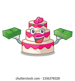 With money bag wedding cake in a cartoon fridge