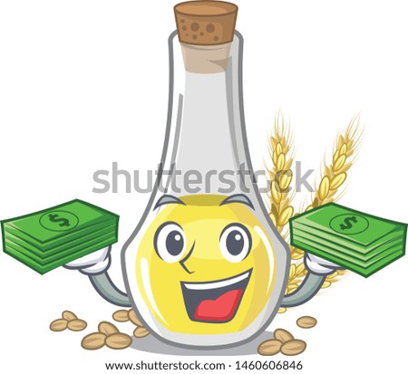 With money bag wheat germ oil in a cartoon