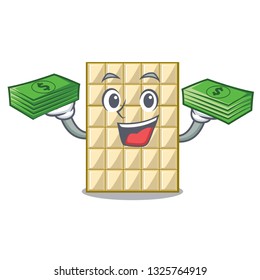 With money bag white chocolate on mascot wood table