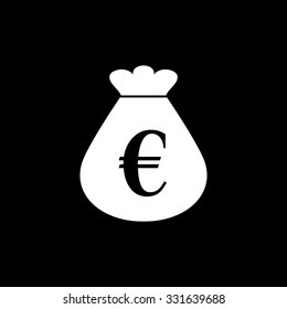 Money bag - white vector icon
