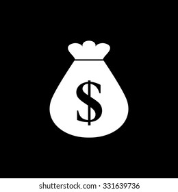 Money bag - white vector icon