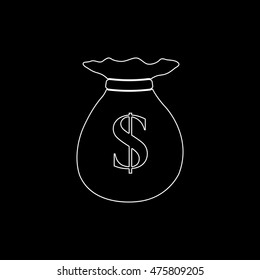 Money bag  - white vector icon
