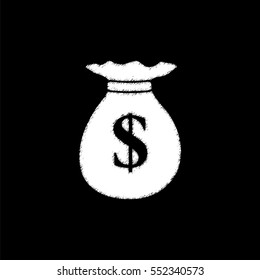 Money bag -  white vector icon