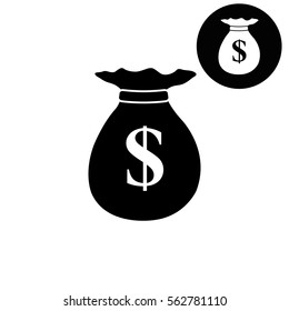 Money bag  - white vector icon
