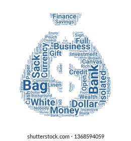 money bag word cloud. tag cloud about money bag