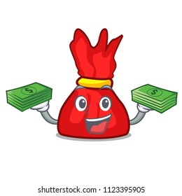 With money bag wrapper candy mascot cartoon