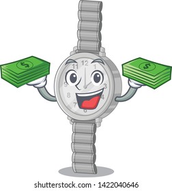 With money bag wristwatch isolated with in the mascot