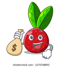 With money bag yangmei fruit in a cartoon basket