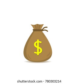 Money bag with yellow dollar sign. Jackpot illustration