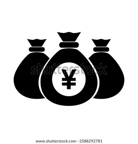 Money bag yen icon. Yen currency symbol. Money and currency sign. Flat vector illustration simple design.