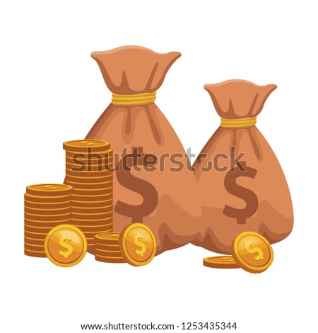 Money Bags Coins Stock Vector Royalty Free 1253435344 - 