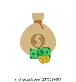"Money bags, money, and coins can serve as visual representations of income, business, or social media content."