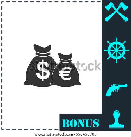 Money Bags Currency Symbols Icon Flat Stock Vector Royalty - 