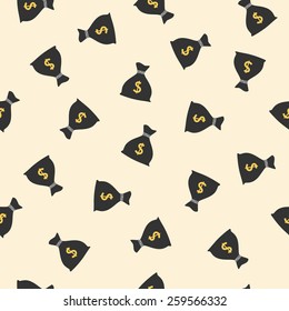 Money bags with dollar sign seamless pattern. Vector illustration